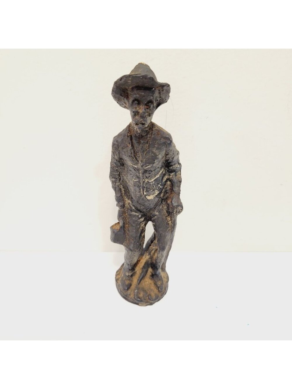 Vtg Handcrafted Welsh Coal Old Man Cane Lantern Coal Miner Mining Worker Figure
